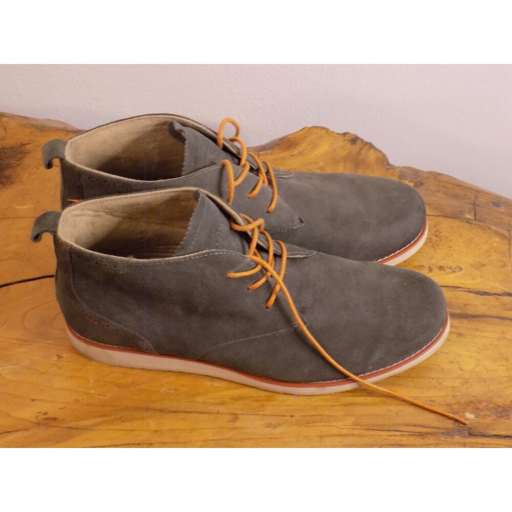 Stacy Adams mens size 12 Gray Connor plain toe boot leather/suede
